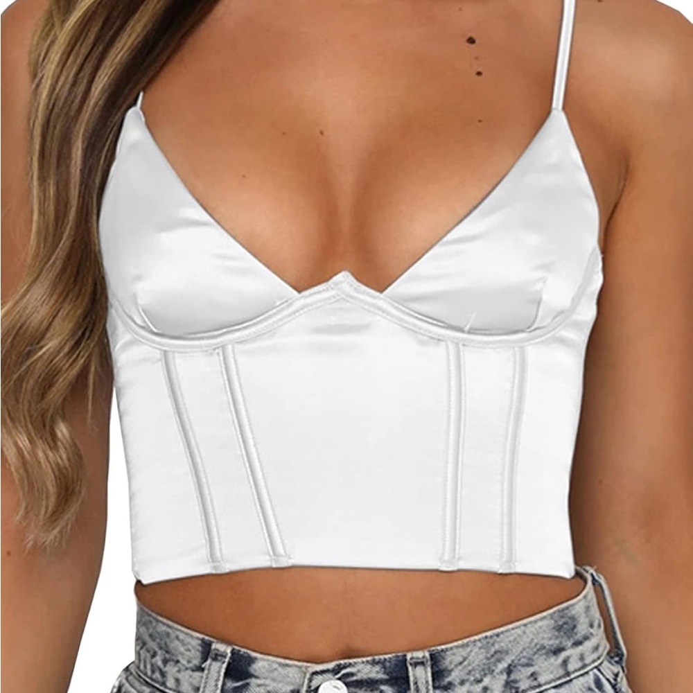 Elegant Satin White Crop Top